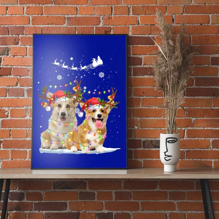 Corgi Reindeer Santa Hat Xmas Lights Christmas Xmas Gift Poster