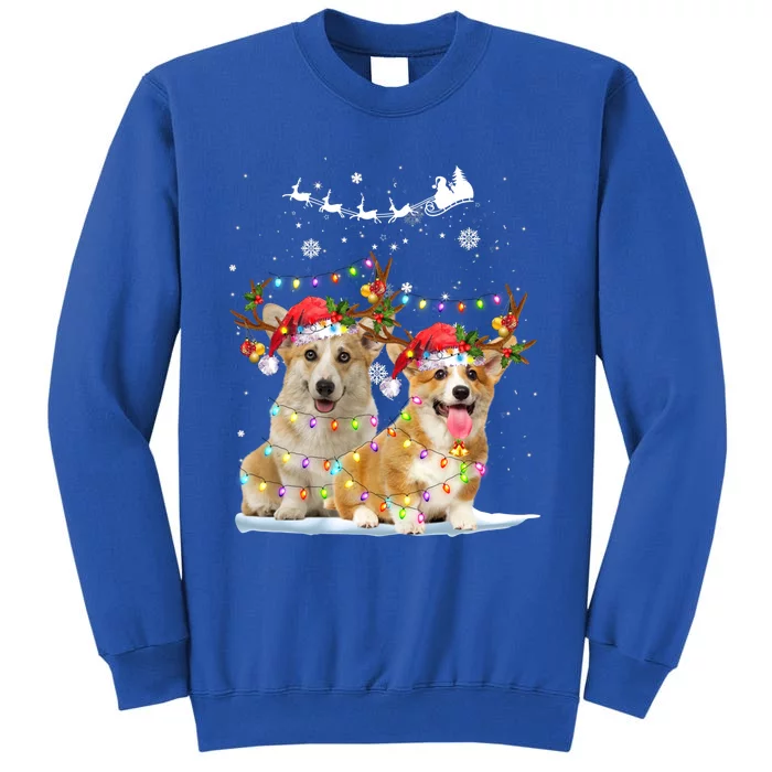 Corgi Reindeer Santa Hat Xmas Lights Christmas Xmas Gift Tall Sweatshirt