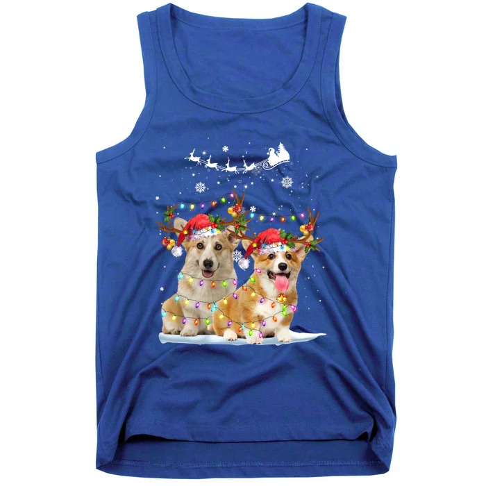 Corgi Reindeer Santa Hat Xmas Lights Christmas Xmas Gift Tank Top