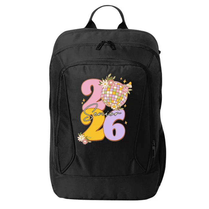 Cute Retro Senior 2026 Disco Ball Flowers Graduate Graduation City Backpack