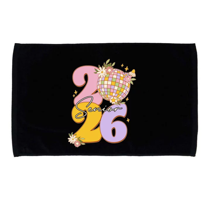 Cute Retro Senior 2026 Disco Ball Flowers Graduate Graduation Microfiber Hand Towel