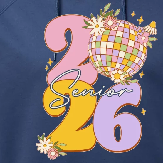 Cute Retro Senior 2026 Disco Ball Flowers Graduate Graduation Performance Fleece Hoodie