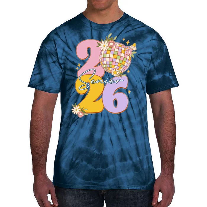 Cute Retro Senior 2026 Disco Ball Flowers Graduate Graduation Tie-Dye T-Shirt