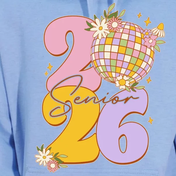 Cute Retro Senior 2026 Disco Ball Flowers Graduate Graduation Unisex Surf Hoodie