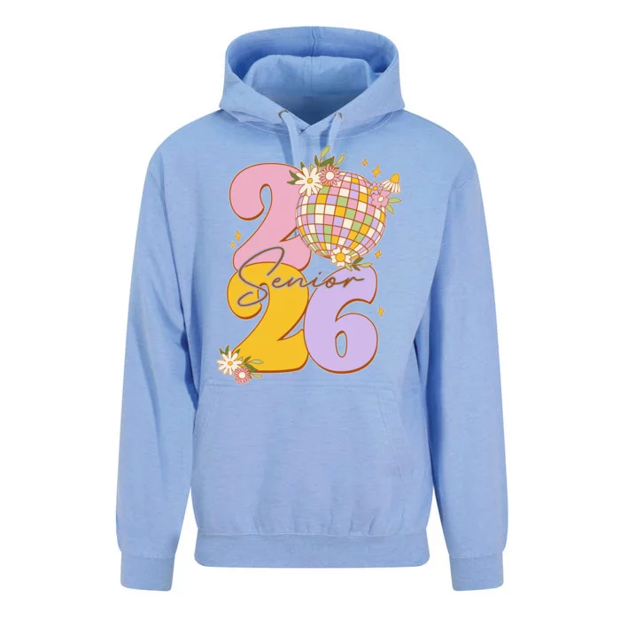 Cute Retro Senior 2026 Disco Ball Flowers Graduate Graduation Unisex Surf Hoodie