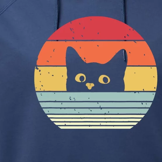 Cat Retro Style Performance Fleece Hoodie