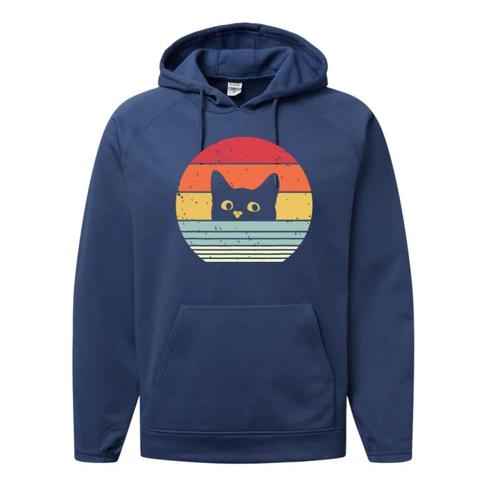 Cat Retro Style Performance Fleece Hoodie