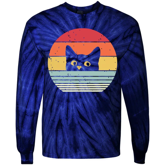 Cat Retro Style Tie-Dye Long Sleeve Shirt