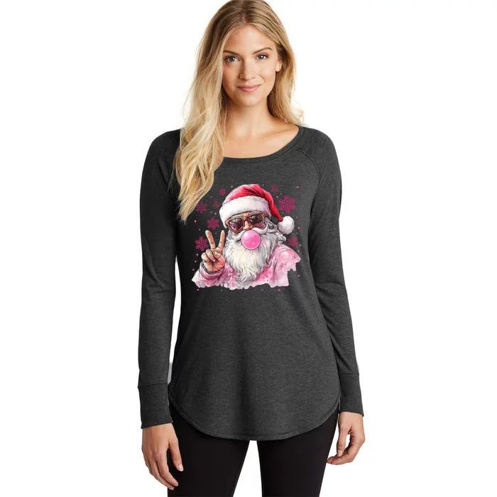 Cute Retro Santa Christmas Blowing Gum Vintage Girly Women's Perfect Tri Tunic Long Sleeve Shirt