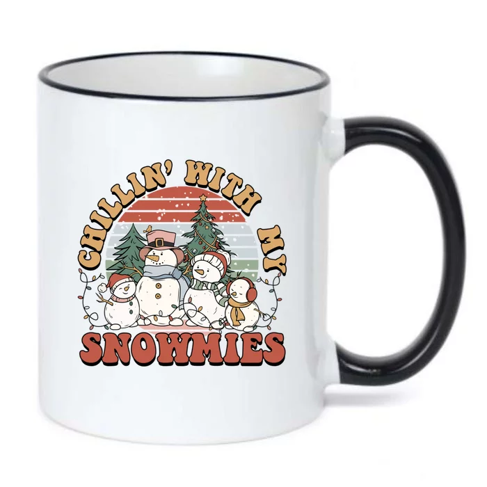 Cute Retro Snow Chillin With My Snowmies Cool Gift Black Color Changing Mug