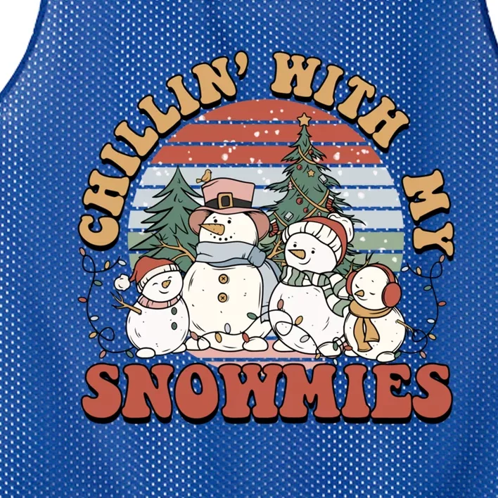 Cute Retro Snow Chillin With My Snowmies Cool Gift Mesh Reversible Basketball Jersey Tank