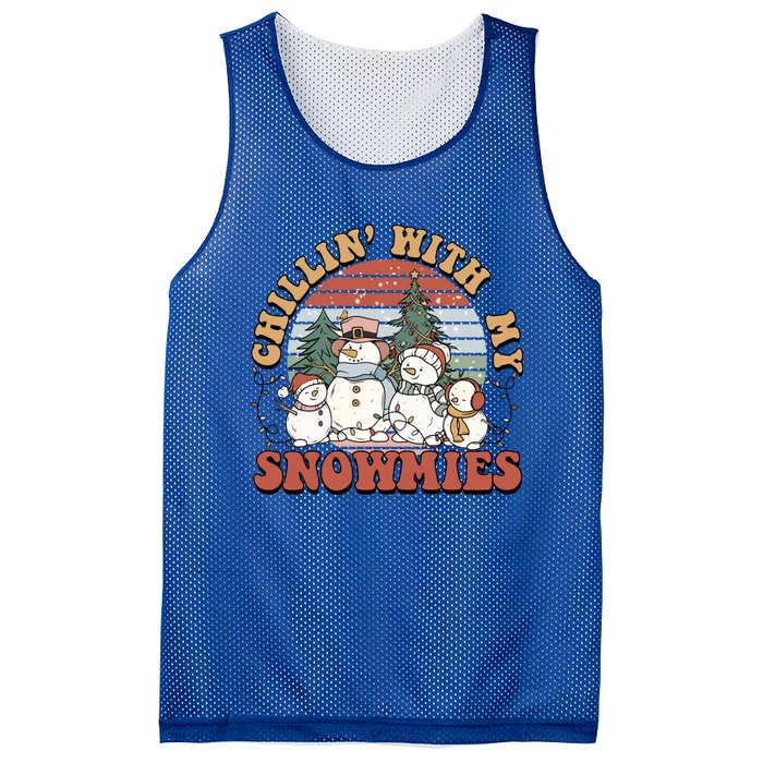 Cute Retro Snow Chillin With My Snowmies Cool Gift Mesh Reversible Basketball Jersey Tank