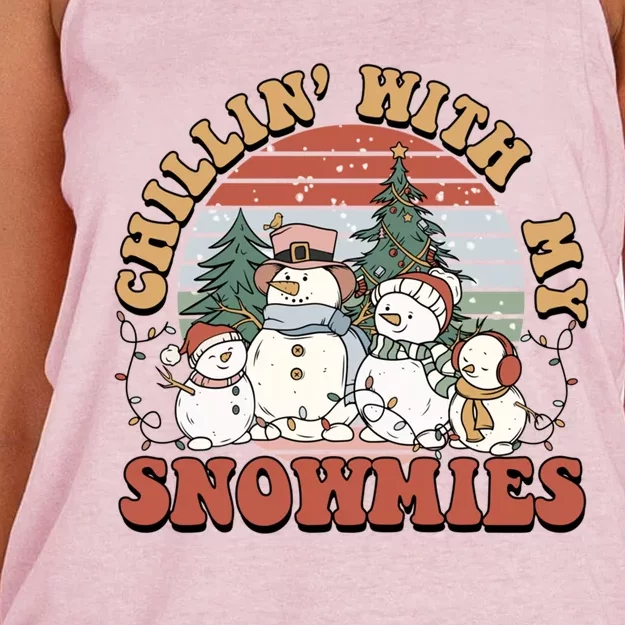 Cute Retro Snow Chillin With My Snowmies Cool Gift Women's Knotted Racerback Tank