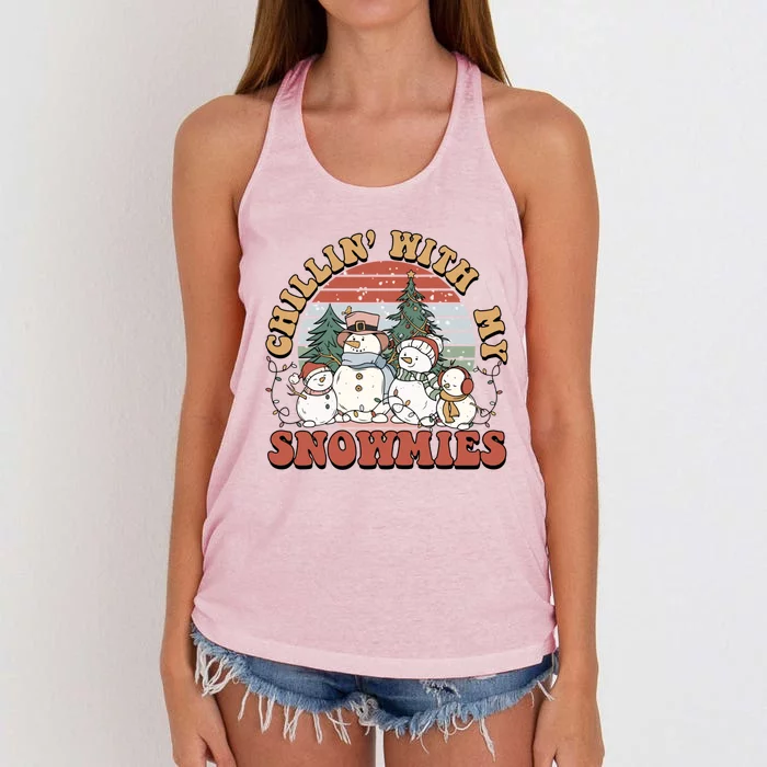 Cute Retro Snow Chillin With My Snowmies Cool Gift Women's Knotted Racerback Tank