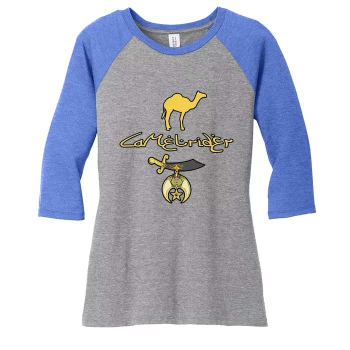 Camel Rider Shriner Masonic Symbol Freemason Women's Tri-Blend 3/4-Sleeve Raglan Shirt