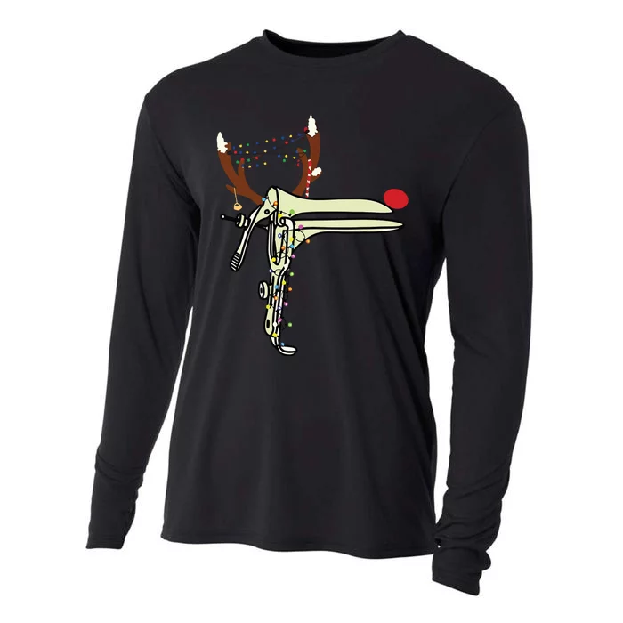 Christmas Reindeer Speculum Nurse Obgyn Obstetrics Doula Cooling Performance Long Sleeve Crew