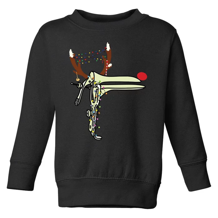 Christmas Reindeer Speculum Nurse Obgyn Obstetrics Doula Toddler Sweatshirt