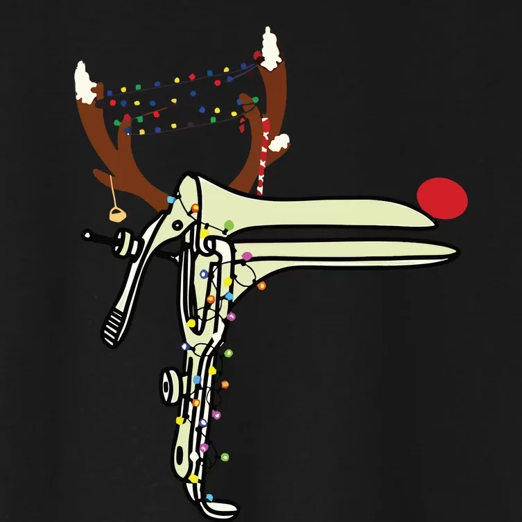 Christmas Reindeer Speculum Nurse Obgyn Obstetrics Doula Women's Crop Top Tee