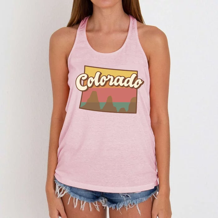 Colorado Retro Sunset Logo Women's Knotted Racerback Tank