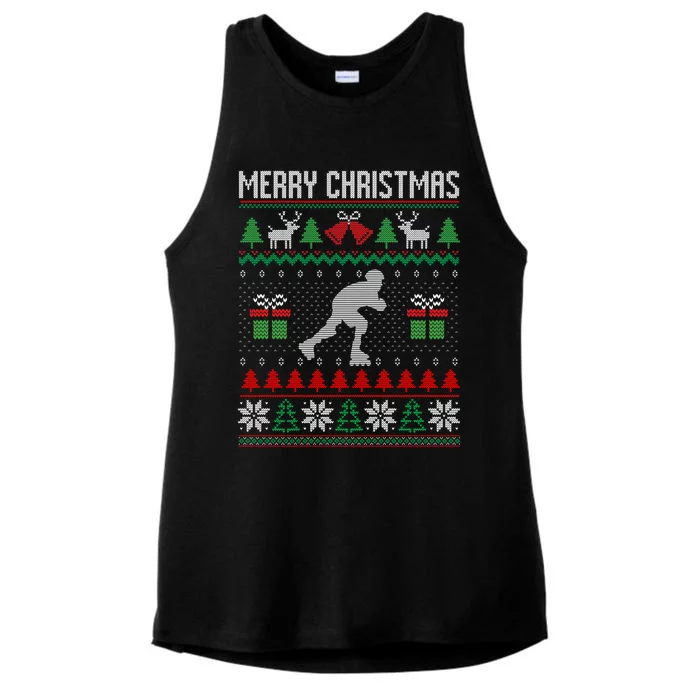 Christmas Roller Skating Skater Skate Xmas Ugly Sweater Meaningful Gift Ladies Tri-Blend Wicking Tank