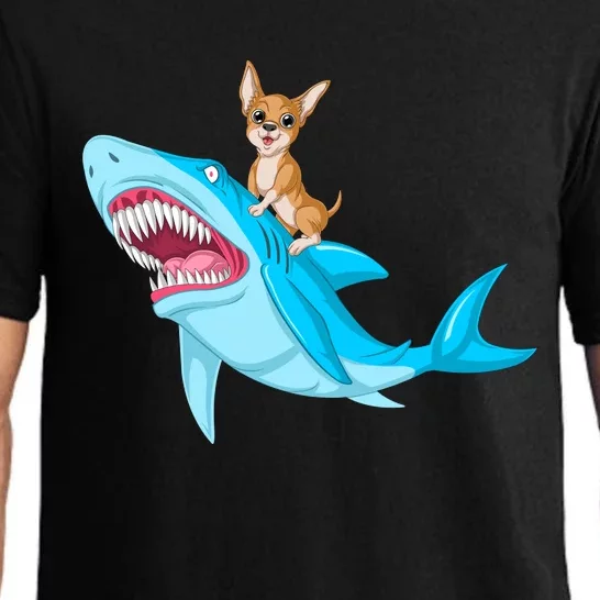 Chihuahua Riding Shark Pajama Set