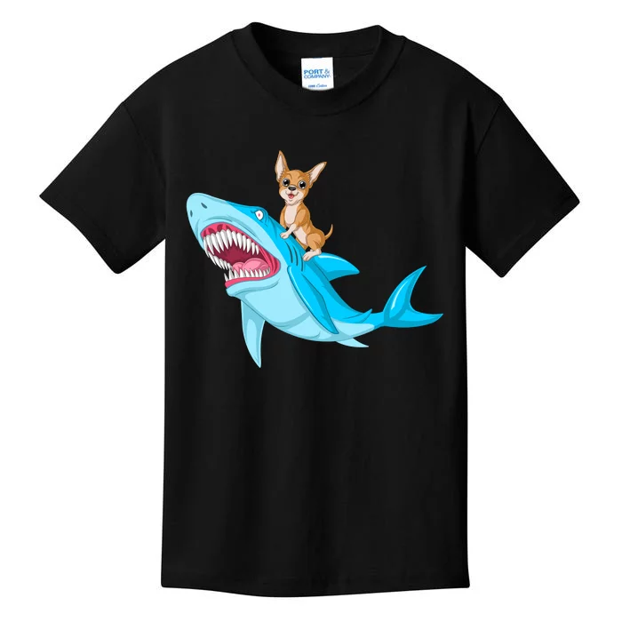 Chihuahua Riding Shark Kids T-Shirt