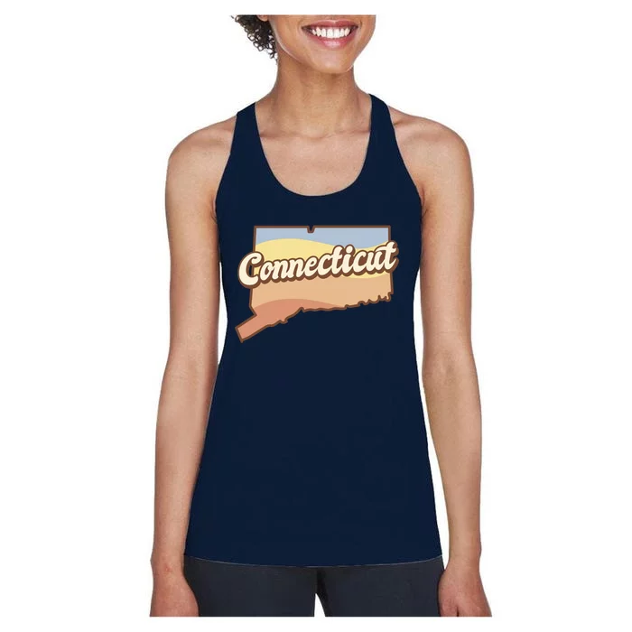 Connecticut Retro Sunset Logo Women's Racerback Tank