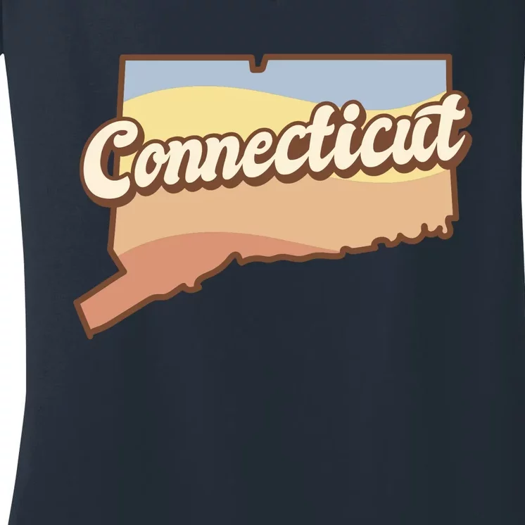 Connecticut Retro Sunset Logo Women's V-Neck T-Shirt