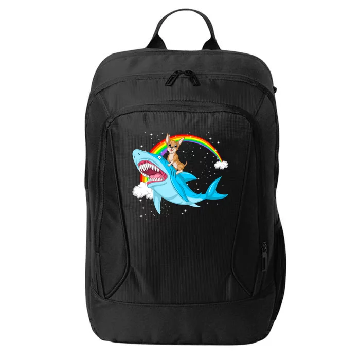 Chihuahua Riding Shark City Backpack