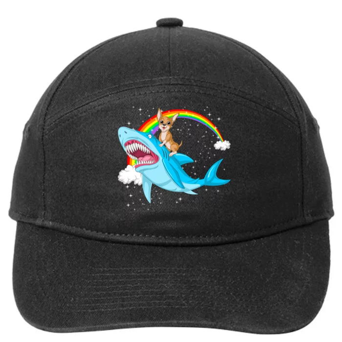 Chihuahua Riding Shark 7-Panel Snapback Hat