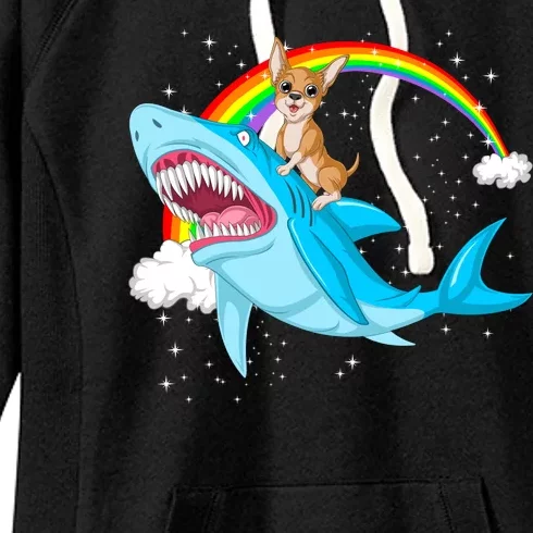 Chihuahua Riding Shark Women's Fleece Hoodie