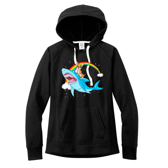 Chihuahua Riding Shark Women's Fleece Hoodie