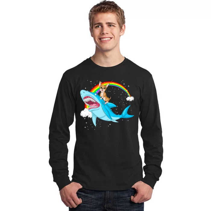 Chihuahua Riding Shark Tall Long Sleeve T-Shirt