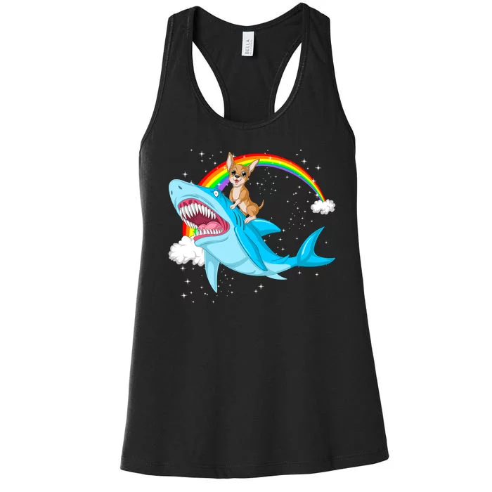 Chihuahua Riding Shark Women's Racerback Tank