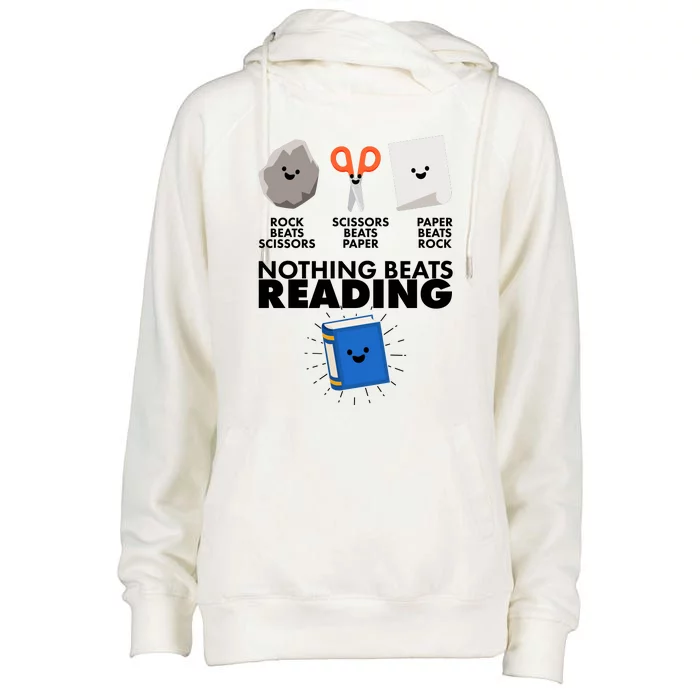 Cute Rock Scissors Paper Nothing Beats Reading Womens Funnel Neck Pullover Hood