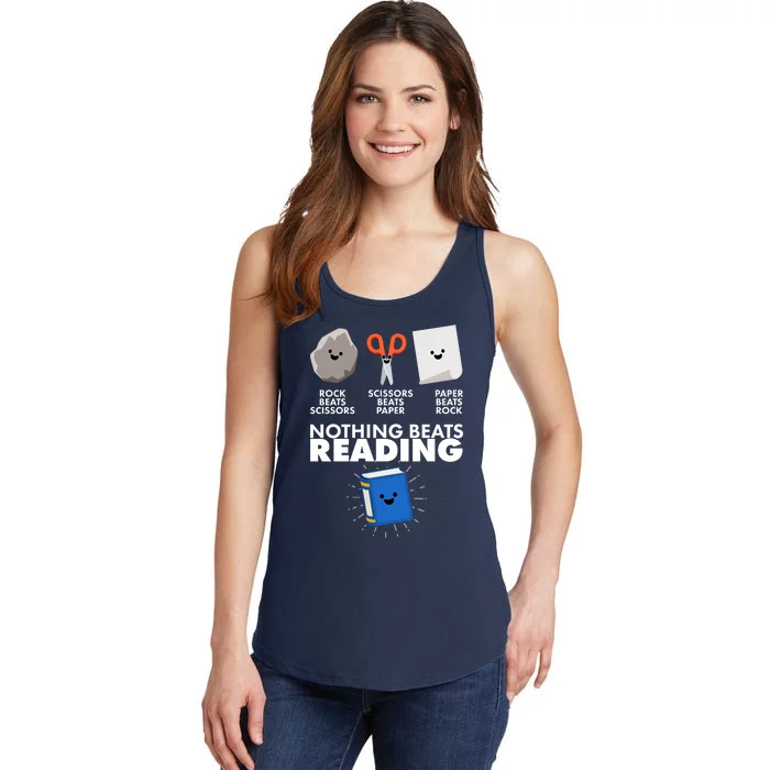 Cute Rock Scissors Paper Nothing Beats Reading Ladies Essential Tank