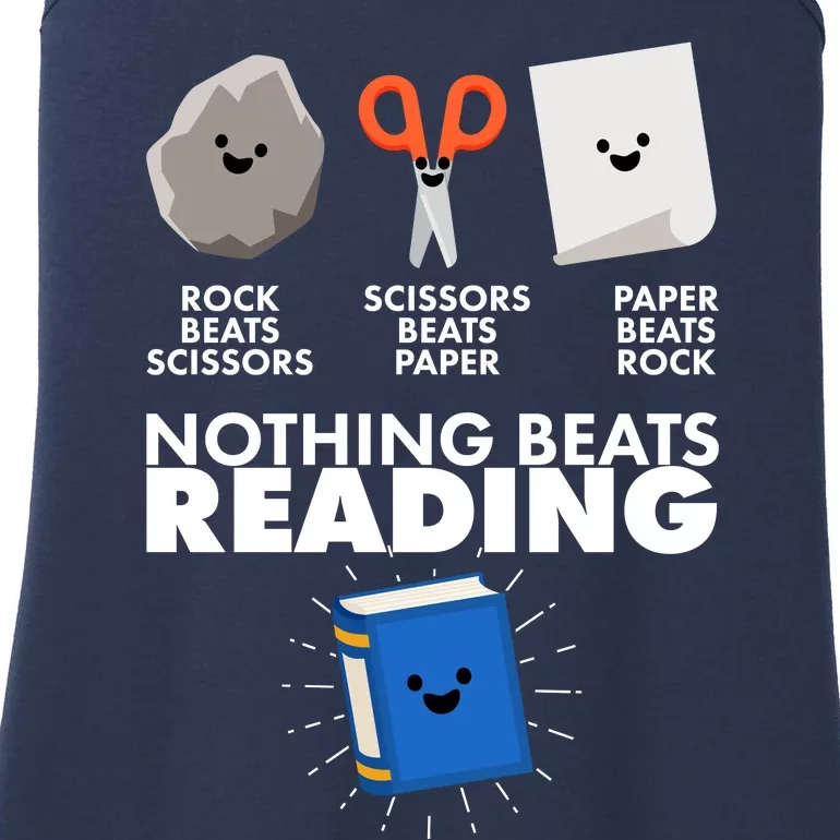 Cute Rock Scissors Paper Nothing Beats Reading Ladies Essential Tank