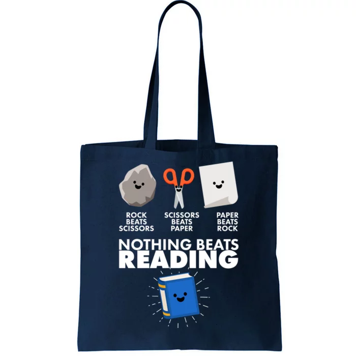 Cute Rock Scissors Paper Nothing Beats Reading Tote Bag