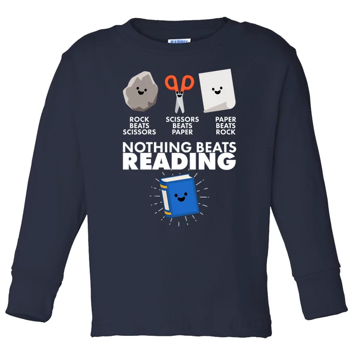 Cute Rock Scissors Paper Nothing Beats Reading Toddler Long Sleeve Shirt