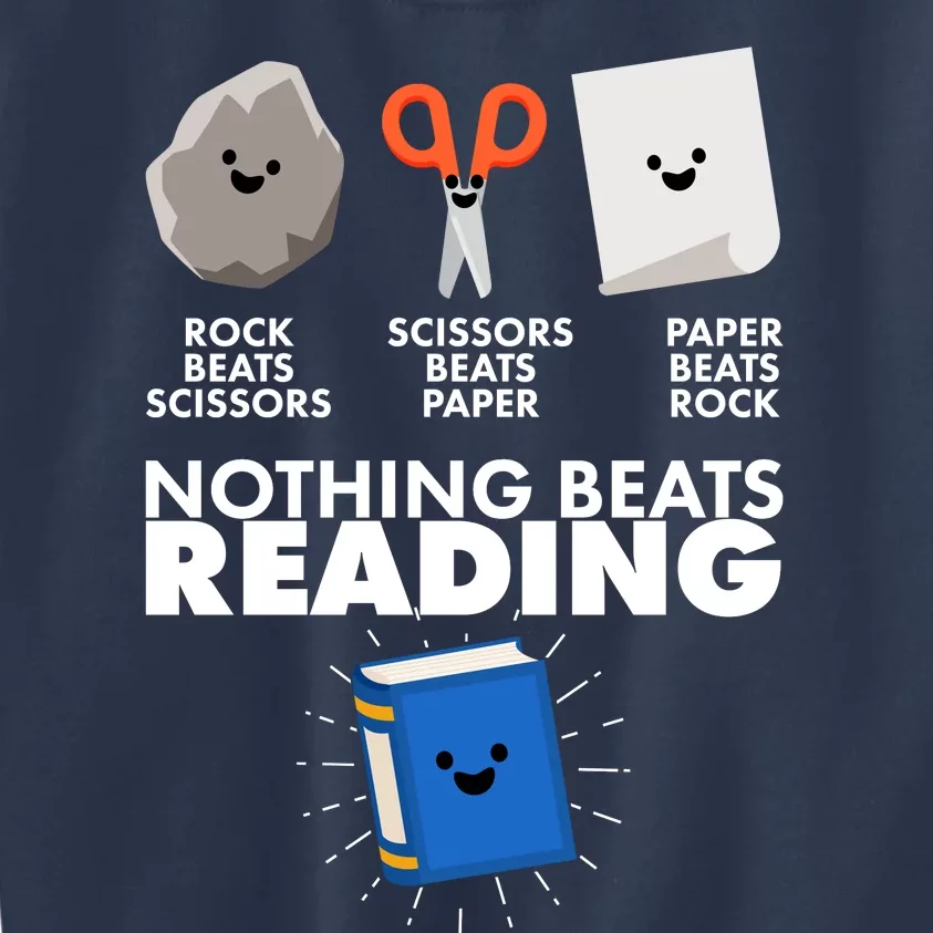 Cute Rock Scissors Paper Nothing Beats Reading Kids Sweatshirt