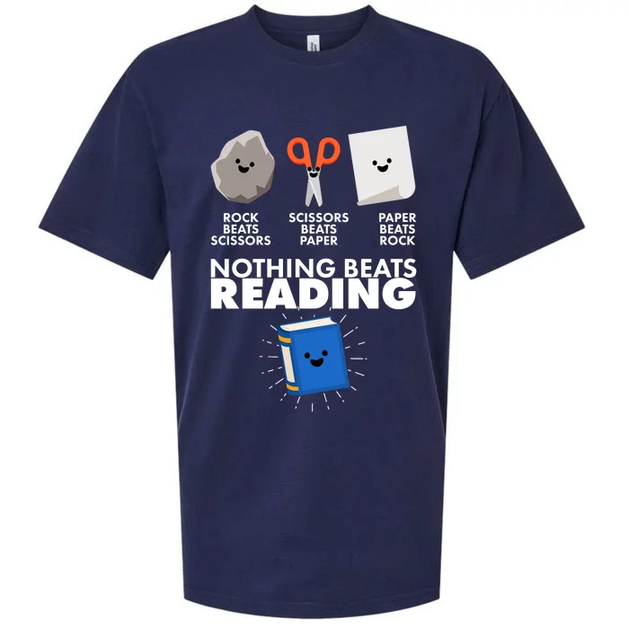 Cute Rock Scissors Paper Nothing Beats Reading Sueded Cloud Jersey T-Shirt