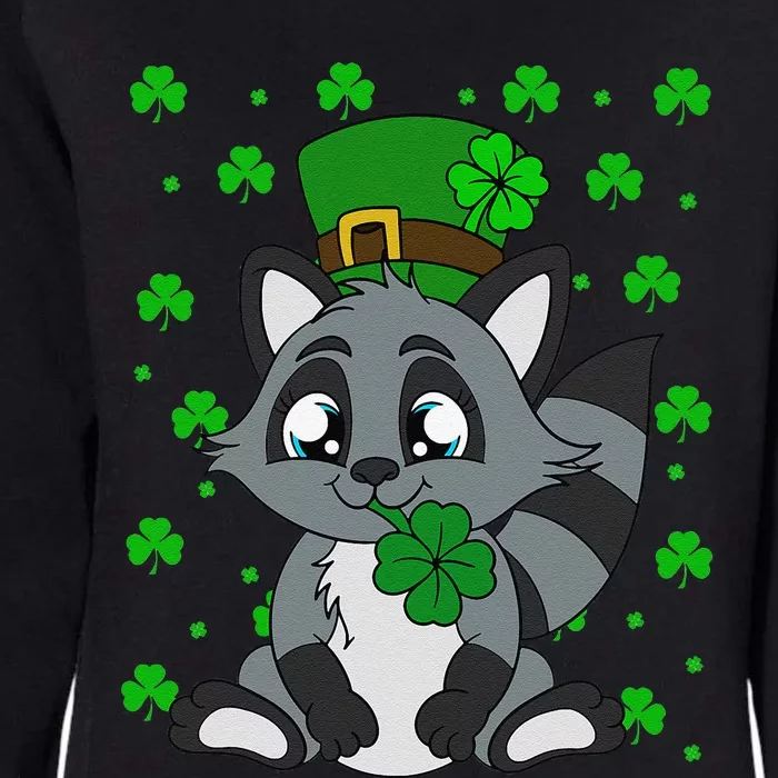 Cute Raccoon Shamrocks Saint Patrick's Day Womens California Wash Sweatshirt