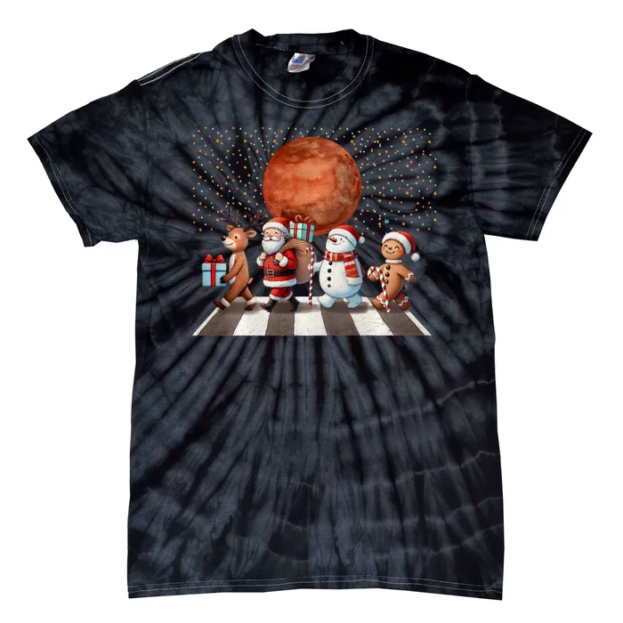 Christmas Reindeer Santa Snowman Astronauts Mars Tie-Dye T-Shirt