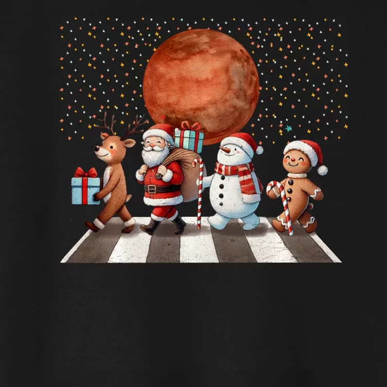 Christmas Reindeer Santa Snowman Astronauts Mars Women's Crop Top Tee