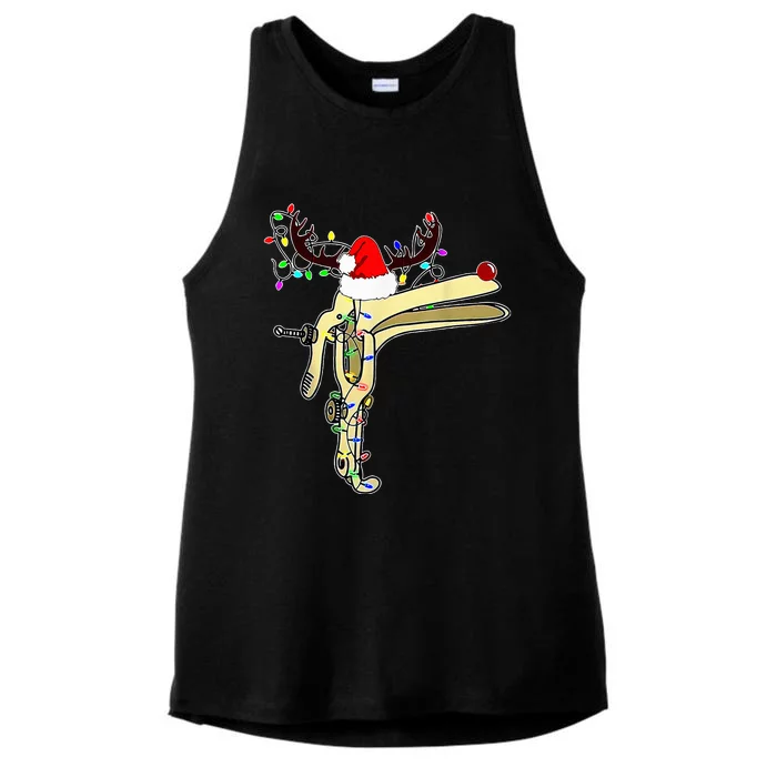 Christmas Reindeer Speculum Nurse OBGYN L&D Nursing Xmas Ladies Tri-Blend Wicking Tank