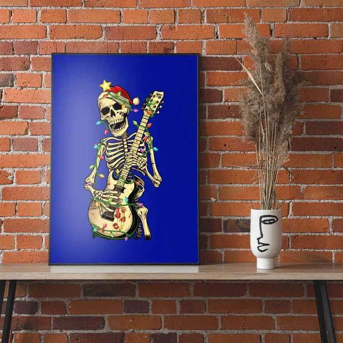 Christmas Rocker Skeleton Santa Rock Hand Xmas Great Gift Poster