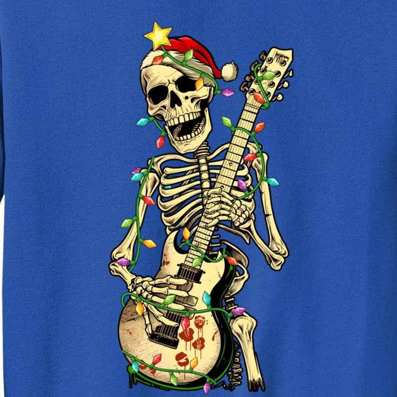 Christmas Rocker Skeleton Santa Rock Hand Xmas Great Gift Tall Sweatshirt