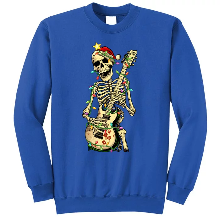 Christmas Rocker Skeleton Santa Rock Hand Xmas Great Gift Tall Sweatshirt