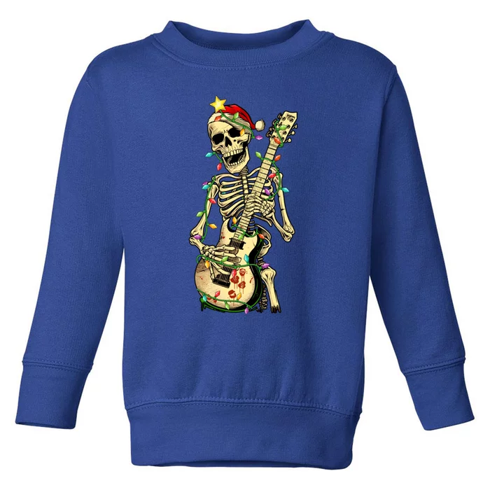 Christmas Rocker Skeleton Santa Rock Hand Xmas Great Gift Toddler Sweatshirt