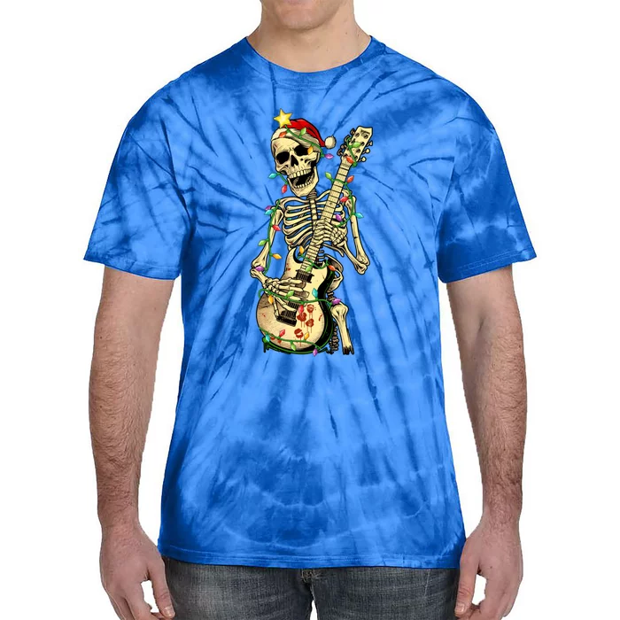 Christmas Rocker Skeleton Santa Rock Hand Xmas Great Gift Tie-Dye T-Shirt